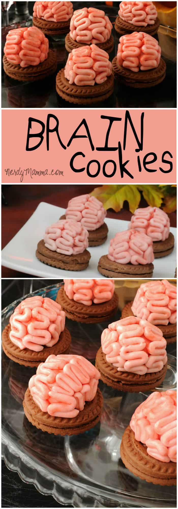 I can't stop laughing. The kids are going to DIE at my son's school party...Brain cookies. Zombie Snacks. Call 'em whatever. They're cool!