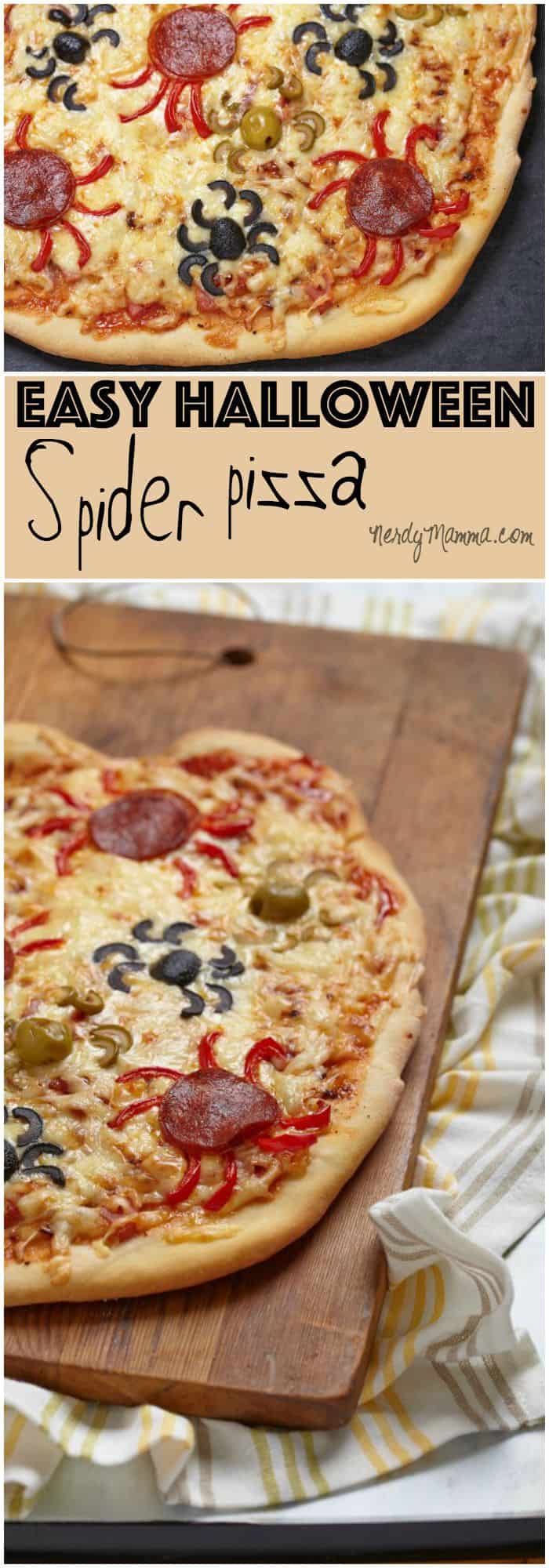 My kids thought this halloween pizza with spiders was so cool. And I loved how easy it was!
