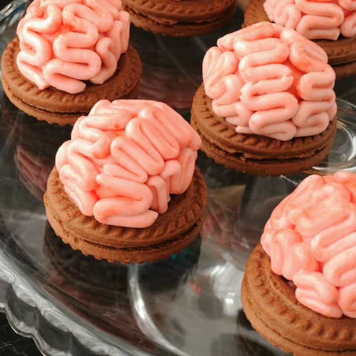 easy halloween cookies for kids in the shape of brains sq