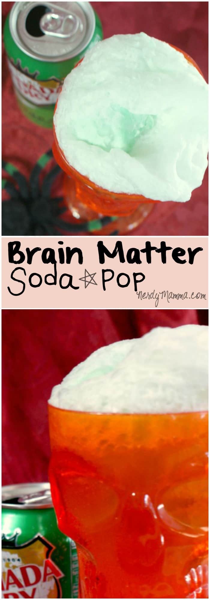 The kids at my son's halloween party are going to love this brain matter soda pop. The best part egg-free and dairy-free, so I don't have to worry about any allergy kids getting any!