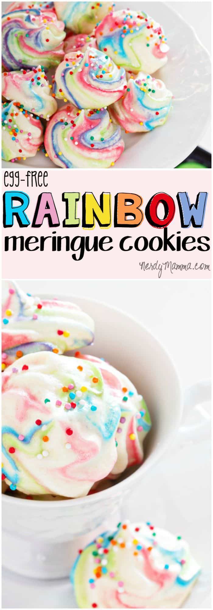 These rainbow meringue cookies were so freakin' easy to make! And the kids loved them! (and they're vegan--which is awesome)