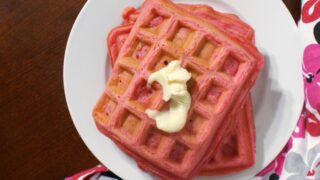 easy dairy-free and eggless strawberry waffles feature