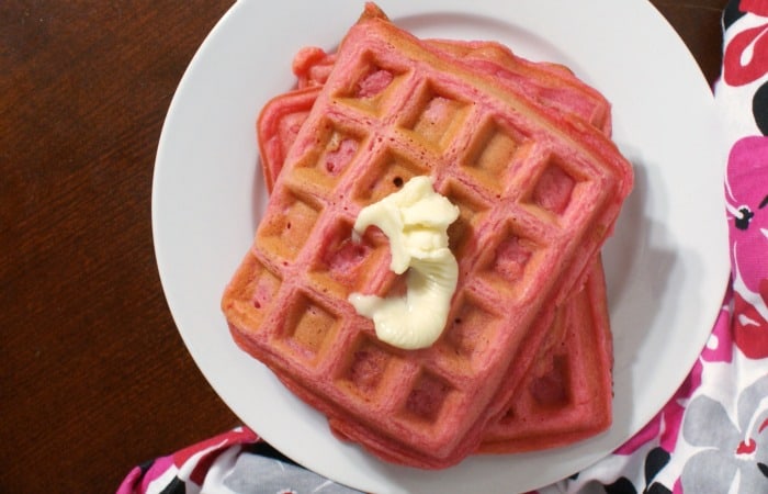 easy dairy-free and eggless strawberry waffles feature