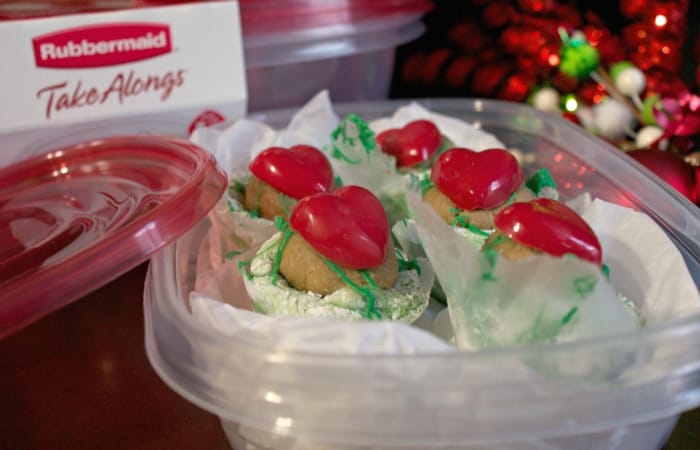 Grinch Cookie Dough Bites in Crinkle Cookie Cups - Free Printable Gift Tags
