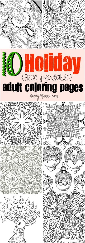 10 Free Printable Holiday Adult Coloring Pages