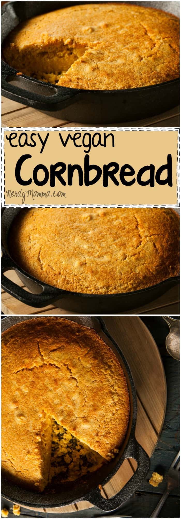 This recipe for vegan cornbread is so easy. Its a soft, fluffy bread with just the right amount of yummy...LOVE!