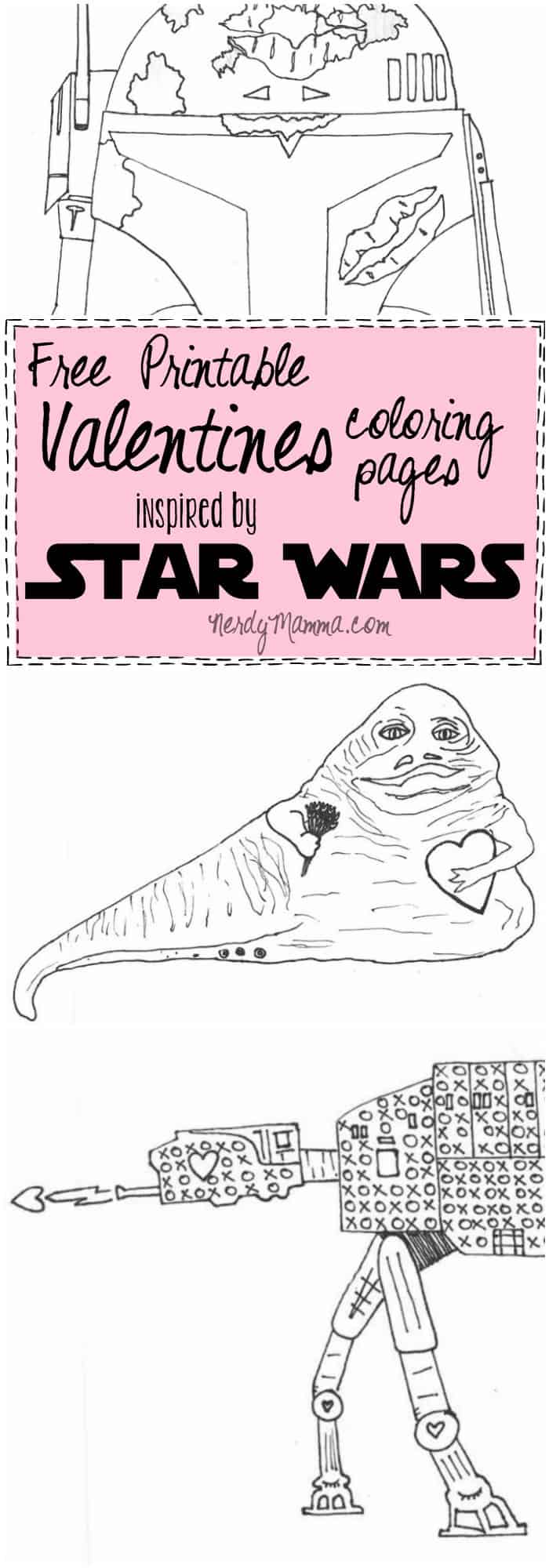 This is the nerdiest, but CUTEST set of valentines adult coloring pages...I mean, it's Star Wars inspired...LOVE...Just love. And they're free printables. Even better.