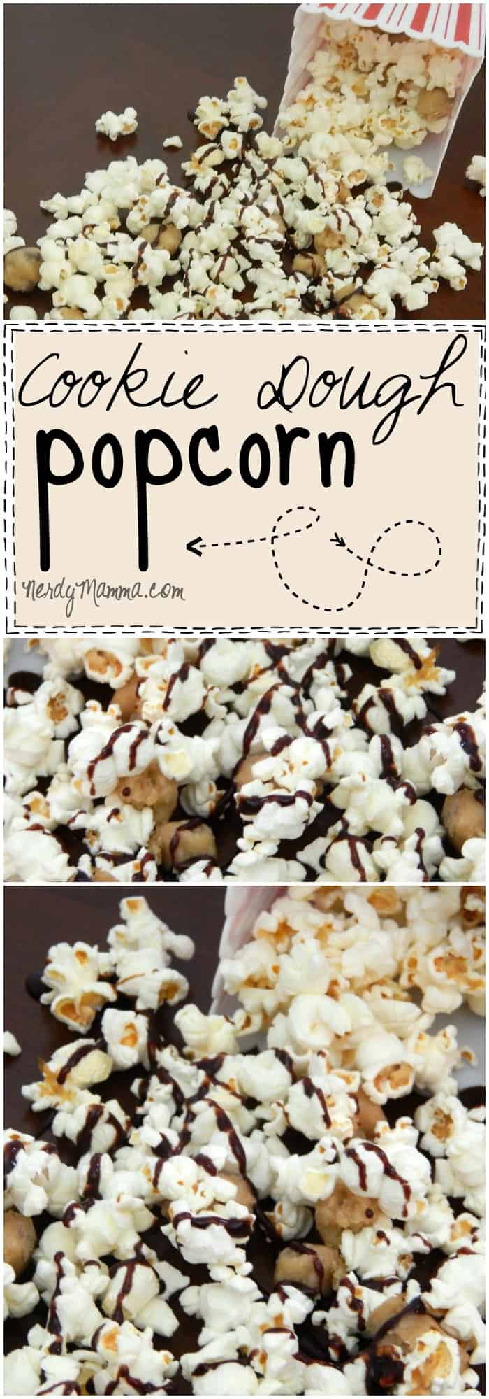 This recipe for Cookie Dough popcorn is so freakin' easy! I love it! Just afraid it might be so good I won't share...heh.