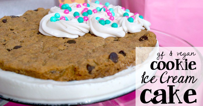 gluten-free and vegan chocolate chip cookie ice cream cake recipe fb