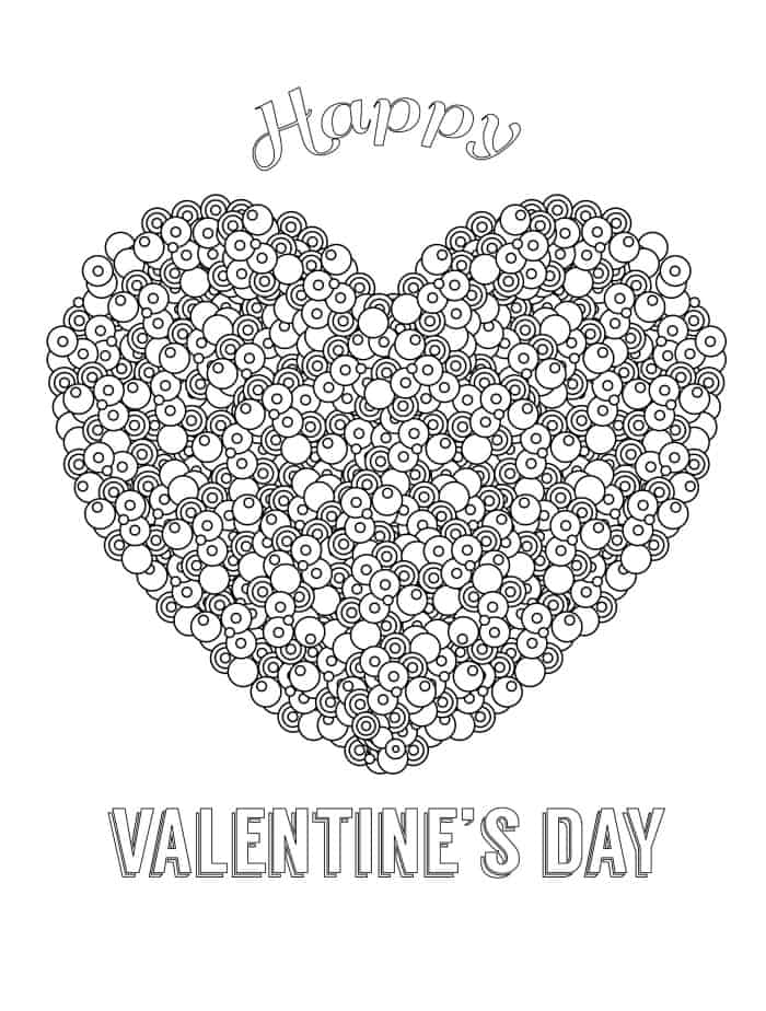 happy valentines day free printable adult coloring page