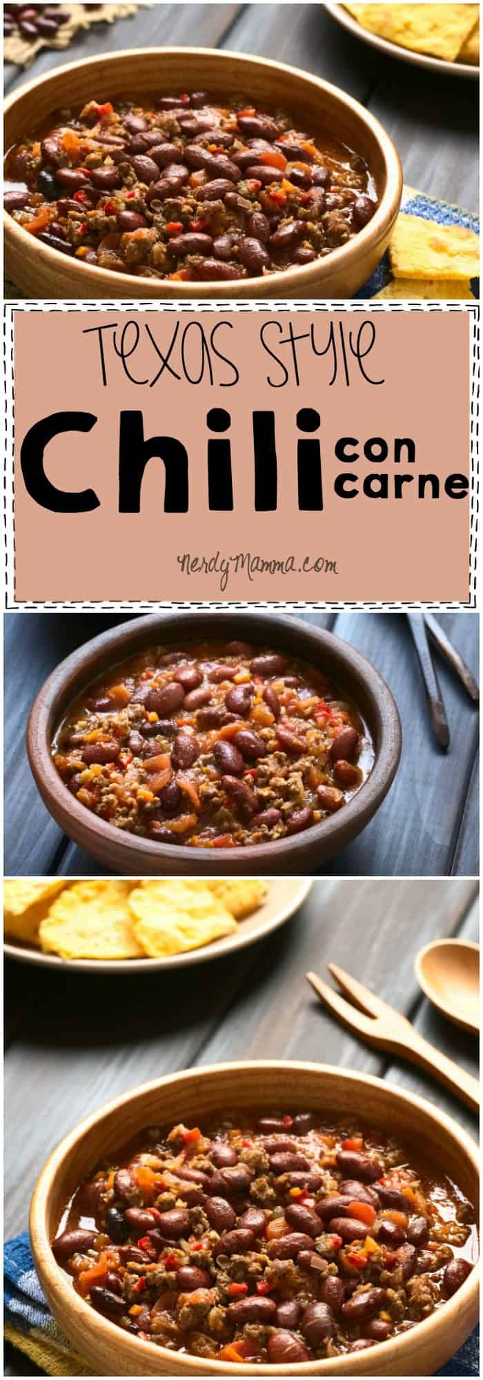 I love this recipe for Texas Style Chili con Carne. Which is just chili with meat, by the way! LOL!
