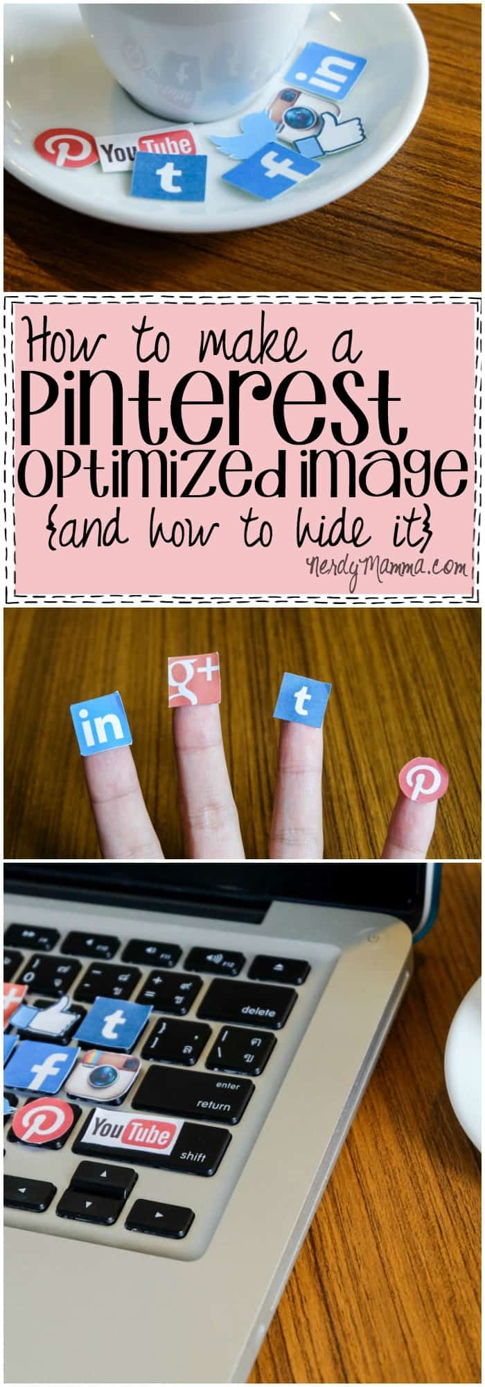 This tutorial for how to make a pinterest optimized image is just everything I needed! And this also tells you how to hide the image in your blog post. Very nice.