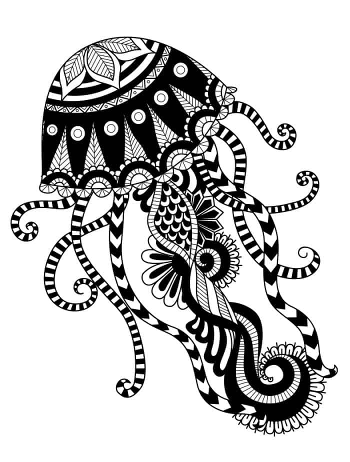 jellyfish coloring pages for adults pic