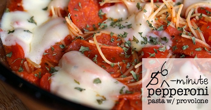 6-minute pepperoni pasta with provolone fb