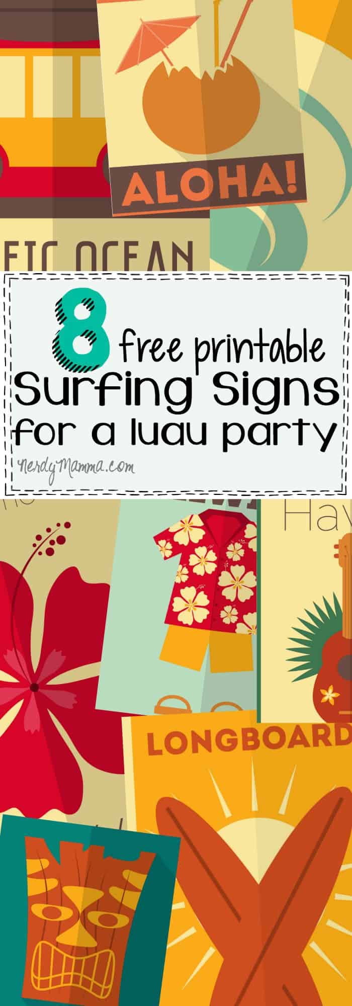 These free printable surfing signs would make awesome decorations for a surfing-themed party or a luau party--or even a surfing-themed kid's room! I love 'em!.