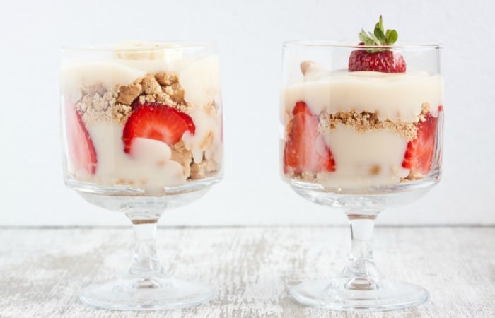 easy vegan and gluten-free strawberry trifle recipe feature