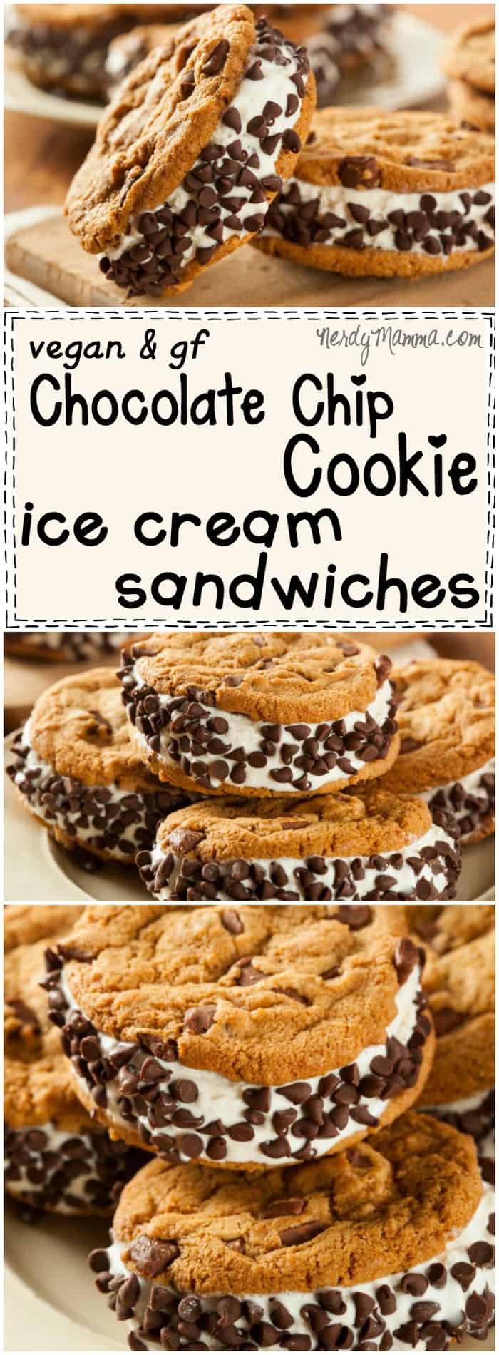 These Vegan and Gluten-Free Chocolate Chip Cookie Ice Cream Sandwiches are just so easy! I had no idea! I love this idea and will DEFINITELY be making a batch (or two) this summer for the kids!
