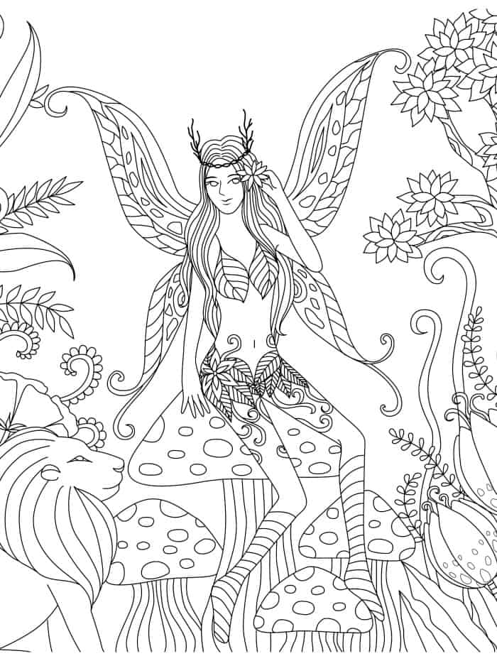fairy coloring page for adults