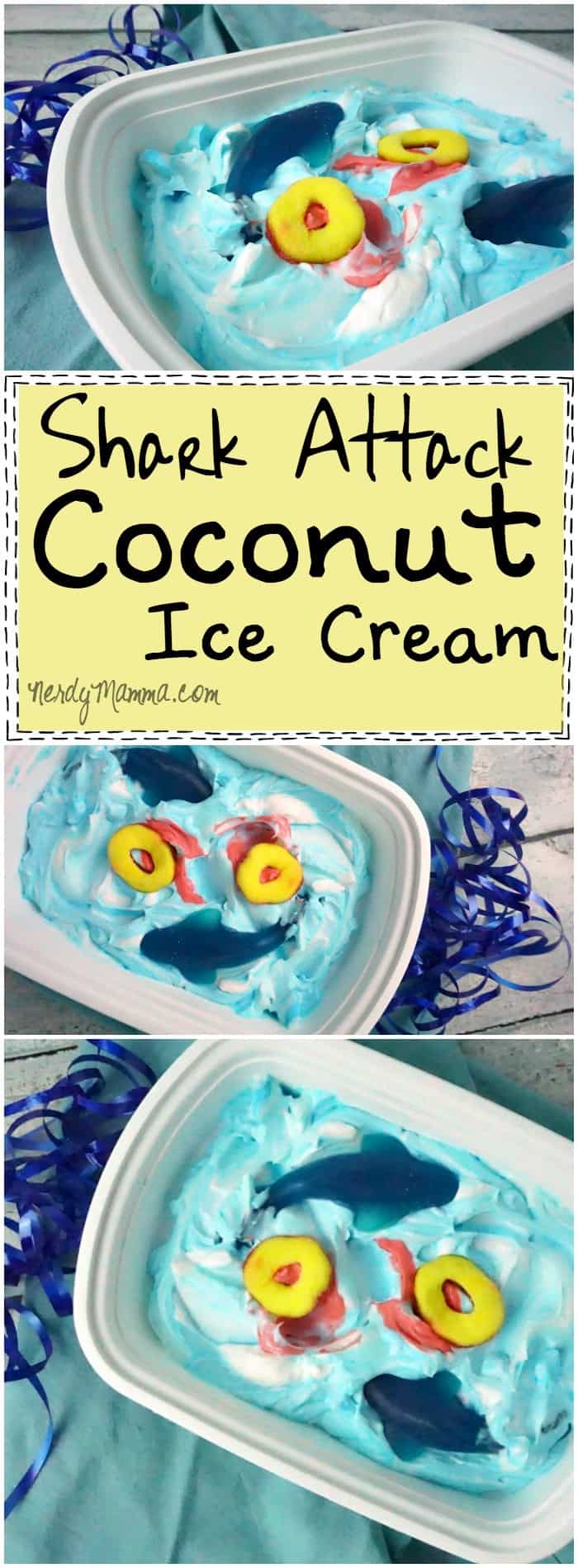 I love this shark attack ice cream. I mean--Coconut Ice Cream. So tasty sounding--and so cute, it's ridiculous. LOL!
