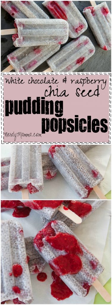 Oh, these White Chocolate and Raspberry chia seed pudding pops...they sound so good. I have to try them.