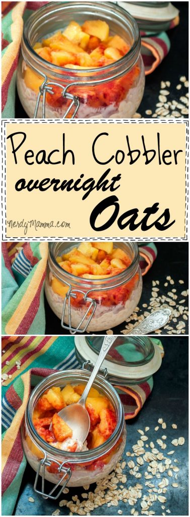 Oh, this recipe for Peach Cobbler Overnight Oats is so awesome. I love how easy this is!