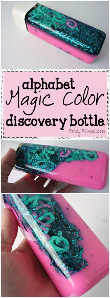 This alphabet magic color discovery bottle is so cool! The colors...just so neat! I can't wait to make one for my kids!