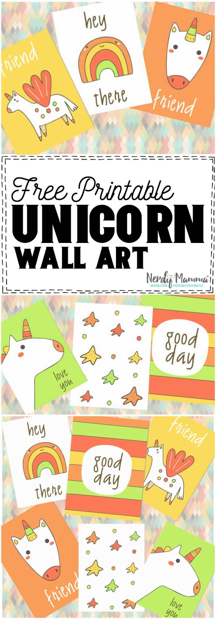 Super ridiculously cute Free Printable Unicorn Wall Art for the funtastic girl's bedroom or bathroom or whatever. Just print it and put it on the wall--anywhere. #unicorn #free #freeprintable #printable #cute