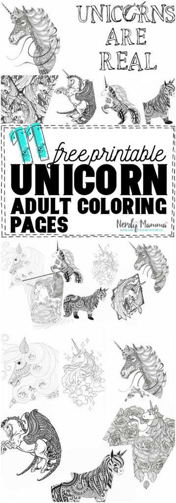 11 Free Printable Unicorn Coloring Pages for Adults - Nerdy Mamma
