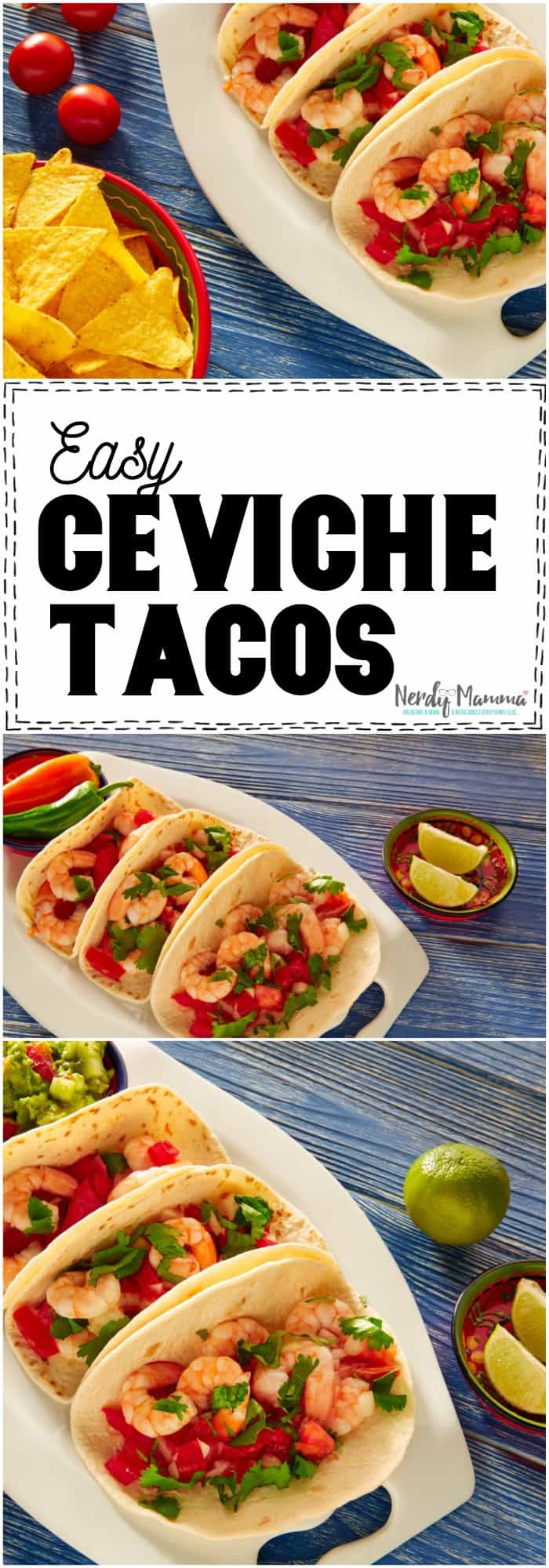 Oh, I had no idea you could cook shrimp with lime juice! This recipe for ceviche tacos is amazing! #taco #texmex #mexican #tasty #recipe #food #foodporn #shirmp #shrimptaco #ceviche