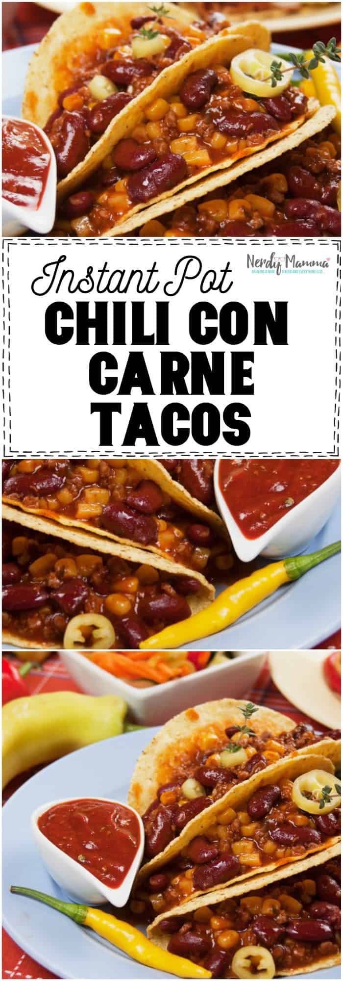 Wow. I never thought to make Instant Pot Chili Con Carne Tacos. So simple, yet so awesome! #recipe #taco #texmex #mexican #chiliconcarne #chili #yum