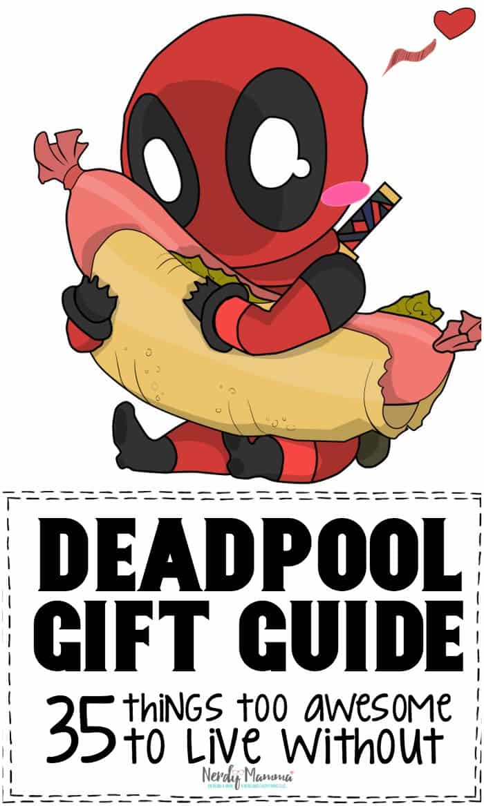 I kinda love Deadpool a little. Ok. A lot. So, if you're wondering what to get me this year, just grab one of these 35 Deadpool Gifts. It's The Ultimate Deadpool Gift Guide, after all. It's crazy matches your crazy. #nerdymammablog #giftguide #deadpool #deadpoolgiftguide #nerdygiftguide #nerdygifts #nerdygift #nerdgift #fandomgift #fandom #fandomgiftguide #nerdgifts #nerdygiftguide #deadpoolfandom #deadpoolgifts #marvelgiftguide #xmengiftguide