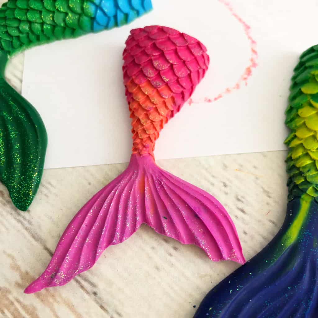Yeah, I had a box of very nice new crayons--and then I didn't (because I have two little kids). Now, I have some Easy DIY Mermaid Crayons that are so pretty--and a lot thicker so there's less breakage and more funtimes. #nerdymammablog #mermaid #mermaidcrayon #recyclecrayons #crayon #diy #howto #howtoforkids #oldcrayonideas #repurposecrayons #repurpose #reuse #recycle