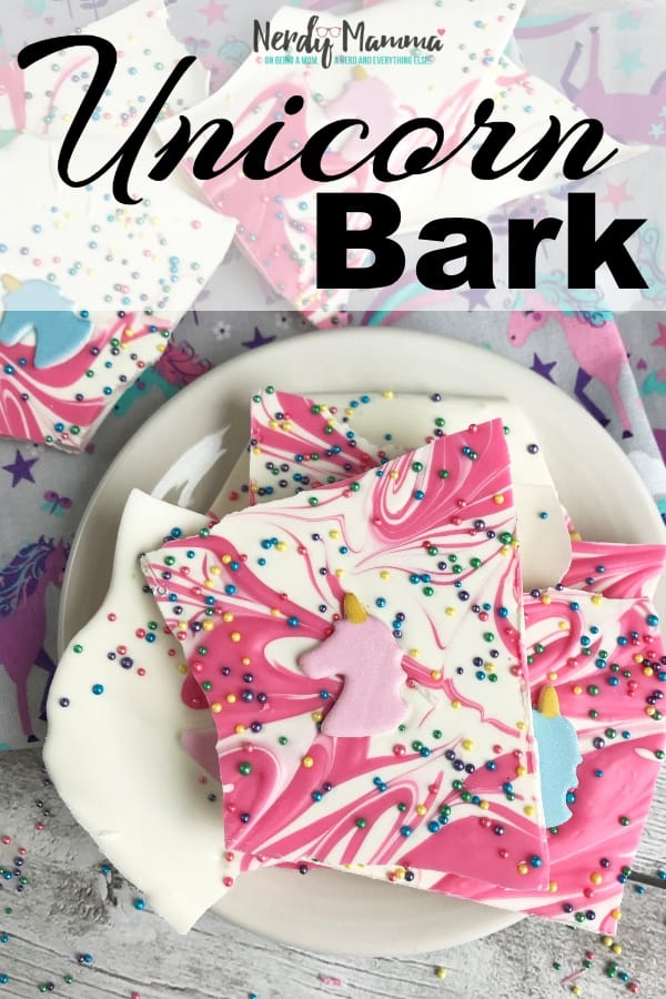 My own little twist on the classic bark...oh, yeah, Unicorn Bark Candy. Perfect for the oldest's upcoming birthday party...or just a snack late in the day after the kids go to bed. Whatever. I'll enjoy a piece of chocolate anytime. #nerdymammablog #unicorn #unicornfood #unicorntreat #unicornbark #bark #candybark #chocolate
