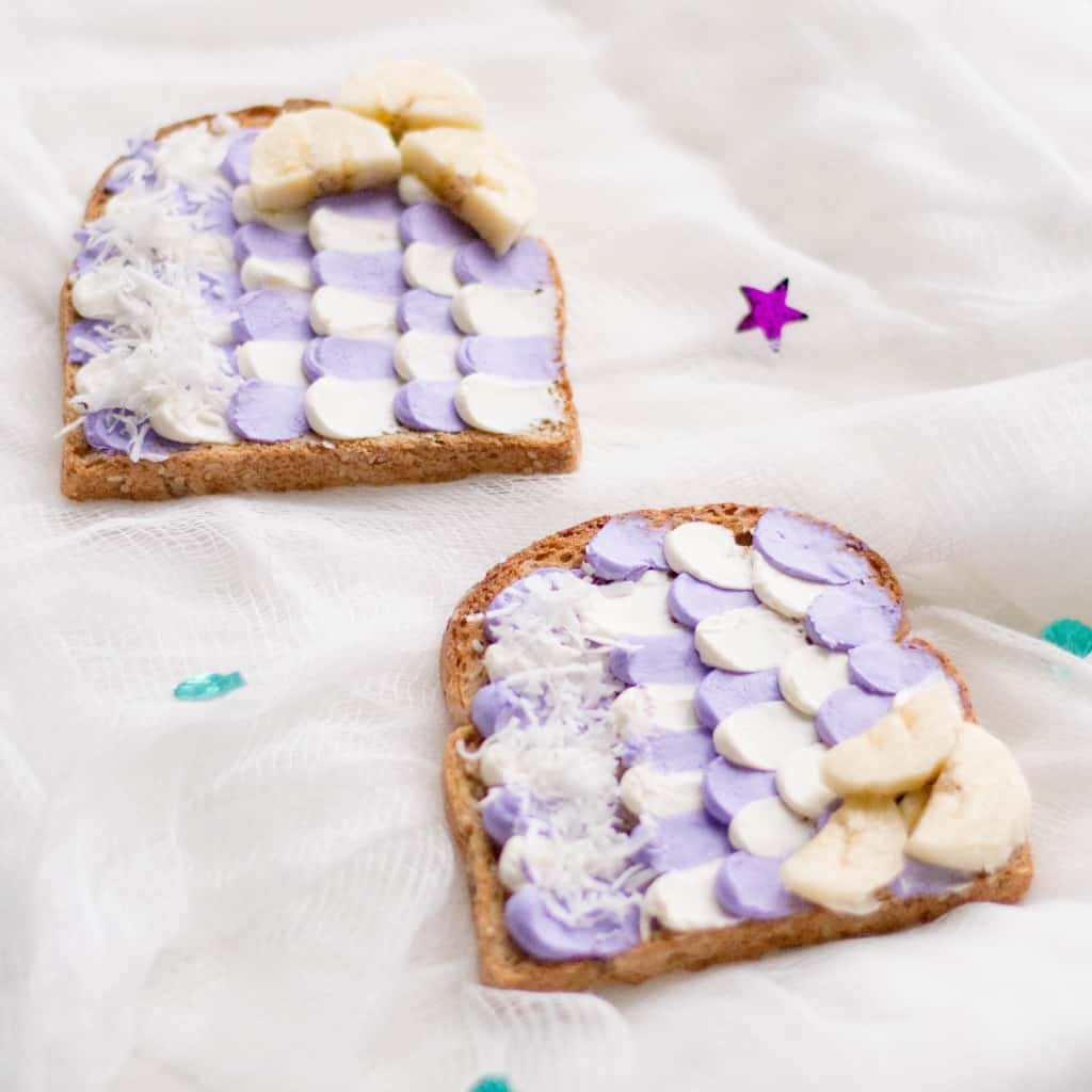 Yeah, I get it. You're looking for anything to make your picky eater be excited about a snack. Me too. That's why I'm pulling out the big guns: Mermaid Toast. Yep. Ridiculously cute--but easy, too. And the result: she absolutely loves it. #nerdymammablog #snack #mermaidtoast #mermaid #mermaidsnack #mermaidparty