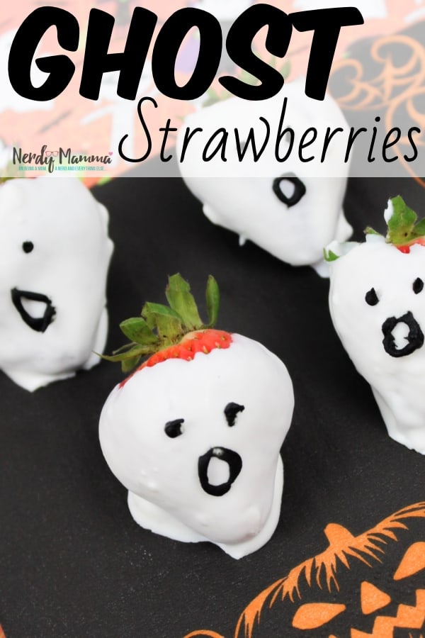 So, you're facing a school Halloween party? Yeah, me too. But we're ready, because we're making some easy Ghost Strawberries for our school Halloween party. Yep. I'm making 50 of these--but they're so simple, it's no big deal at all. #nerdymammablog #ghost #strawberry #halloween #party