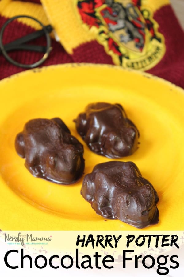 Are you about to make a batch of the cutest, hoppiest treats in the Wizarding World? Sweet. Let's get our Harry Potter Chocolate Frogs on and really get our HP party started off with a blast! #nerdymammablog #harrypotter #wizard #chocolatefrogs #chocolate #frogs