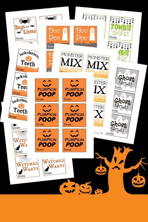 These are the single cutest (and easiest) Fall and Halloween Party gifting idea ever. Seriously, you just print these Free Printable Halloween Goodie Bag Labels, then slap them on a tiny bag of candy and tie with a string. #nerdymammablog #halloween #freeprintable