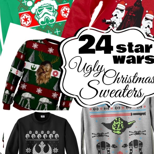 It's the coolest list of nerdy ugly Christmas Sweaters ever. It's 24 Star Wars Ugly Christmas Sweaters. Your husband/sister/mom/uncle...everyone will love one.