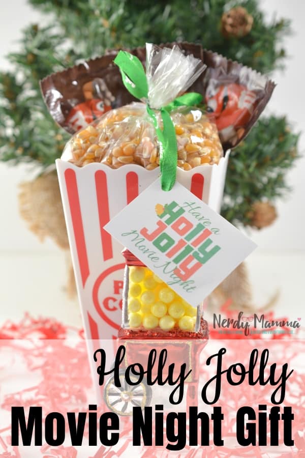 The perfect gift for people that enjoy a movie at home on their night off (which is every-freaking-person-on-the-planet, now that I think of it). It's fun, simple, AND the Holly Jolly Movie Night Gift Kit is super thoughtful because you can customize it to the person's favorite treats! #nerdymammablog #christmas