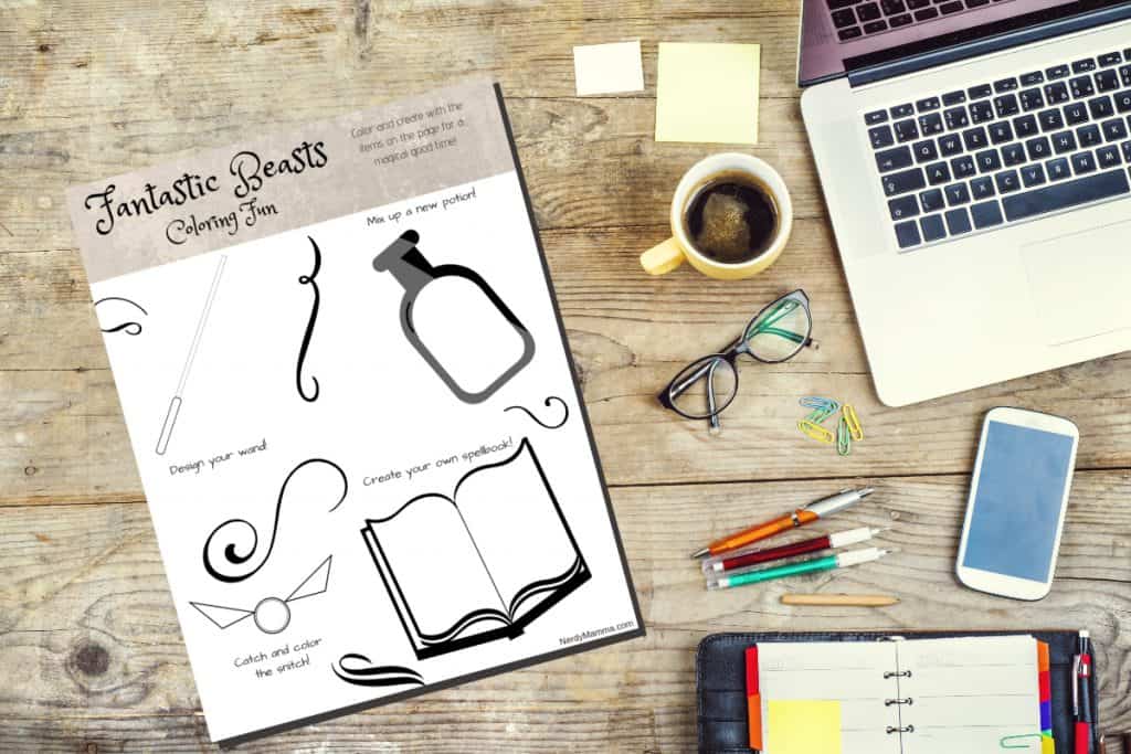 Fantastic Beasts Free Printable Coloring Page - Nerdy Mamma