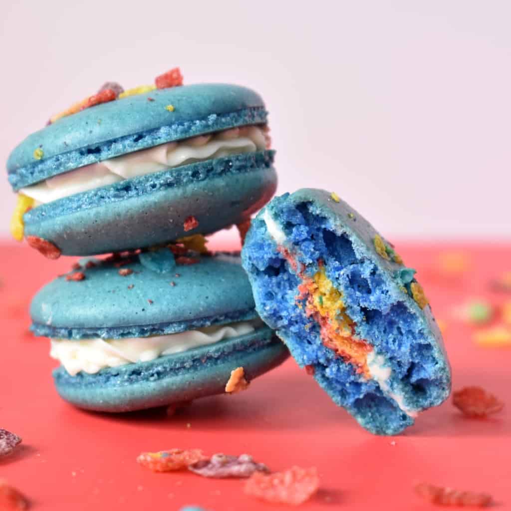 YES, I'm a child. Yes, I took a very grown-up, fantastic cooke and put kid's cereal on it. But these Fruity Pebbles Macarons are SO GOOD...you must try. #nerdymammablog #macaroncookies