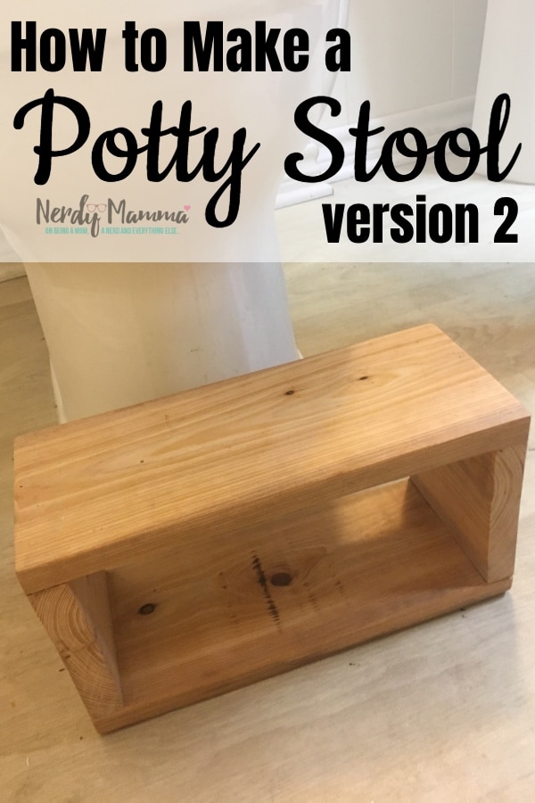 My shortest kiddo likes to use the potty, but our new house has insanely tall toilets. So I worked out How to Make a Potty Stool (#2). #nerdymammablog #diy