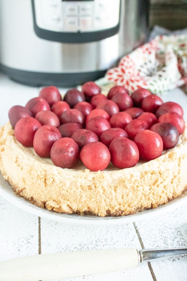 Recently my kiddo was sick and nothing sounded good to her but cheesecake. So I made this wonderful Gluten-Free Instant Pot Cheesecake. She at 2 bites. It was so good though, I ate the rest. LOL! #instantpotcheesecake #cheesecakeintheinstantpot #instantpotrecipe #Instantpot #howtomakecheesecakeintheinstantpot #nerdymammablog