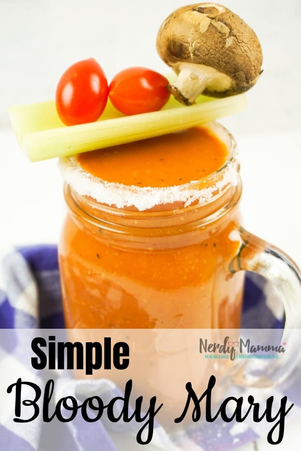I have a secret love: Brunch. And this week, when I was in charge, I decided to make this Easy Bloody Mary Recipe so that we could enjoy a little bite of tomato. #nerdymammablog #bloodymary #easybloodymary #brunch