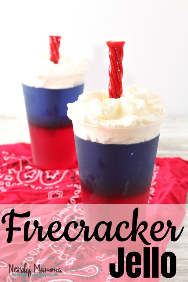 This super easy recipe for Simple Firecracker Jello Cups has really gotten me excited about the 4th of July! I mean, I'm always excited--but this year, there will be fireworks in my mouth! #nerdymammblog #jello #fireworksjello #fourthofjulyfood #4thofjuly