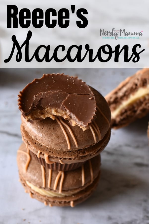 I'm nothing if not honest. And, if I was honest, I would admit that I have an addiction to a certain peanut butter cup. And these Reeces Macarons feed that addiction so well, it's not funny. #nerdymammablog #macaron #frenchmacaron #macaroncookie #cookies #macaronrecipe