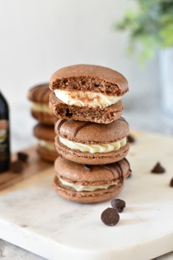 When I set out to make Bailey's Macaron Cookies, I had no clue just how wonderful they'd be. But dude, they're so good, I am seriously hoarding them. #nerdymammablog #frenchmacarons #macaroncookies #baileys #macarons #baileysmacarons