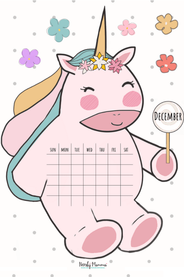 December  Unicorn Calendar