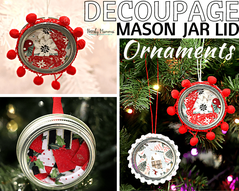 Decoupage Mason Jar Lid Ornaments