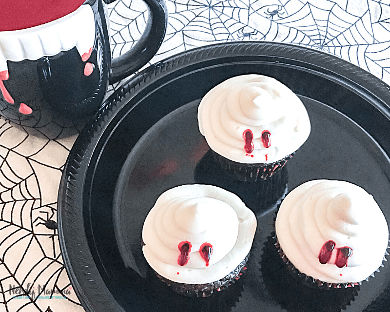 Easy Halloween Vampire Bite Cupcakes recipe
